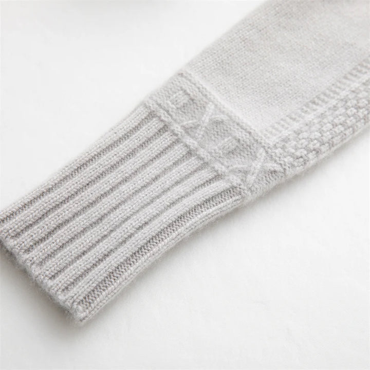 Women's 100% Cashmere Double-Zip High Collar Cardigan