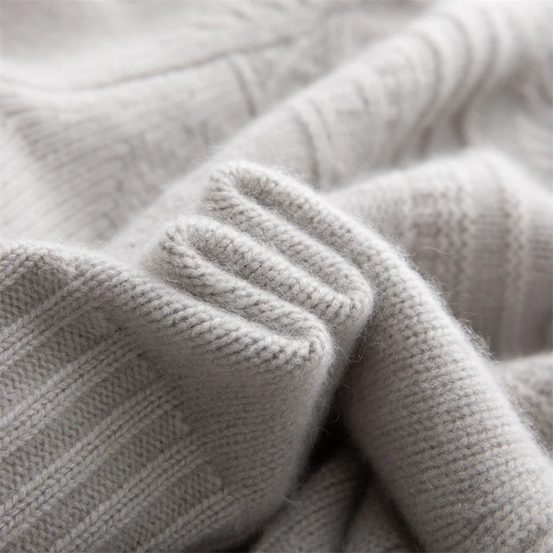 Women's 100% Cashmere Double-Zip High Collar Cardigan