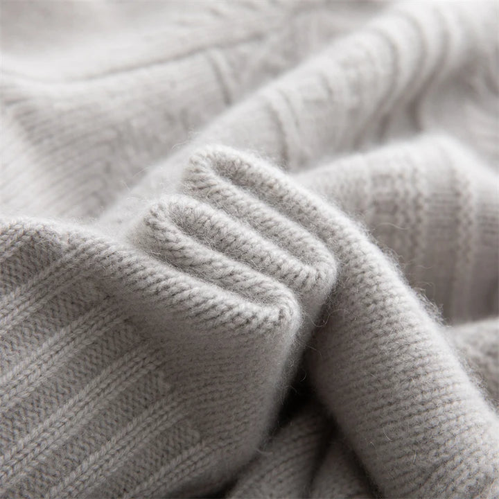 Women's 100% Cashmere Double-Zip High Collar Cardigan