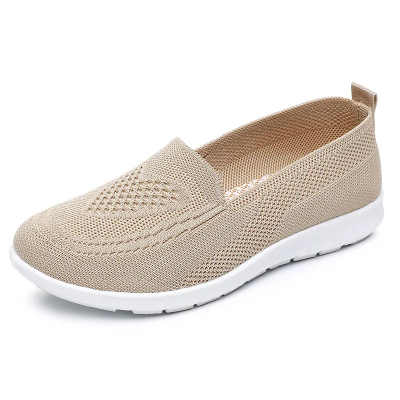 Women's Breathable Knit Flats Lightweight Walking Shoes