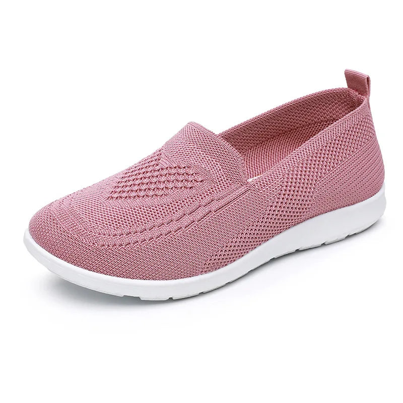 Women's Breathable Knit Flats Lightweight Walking Shoes