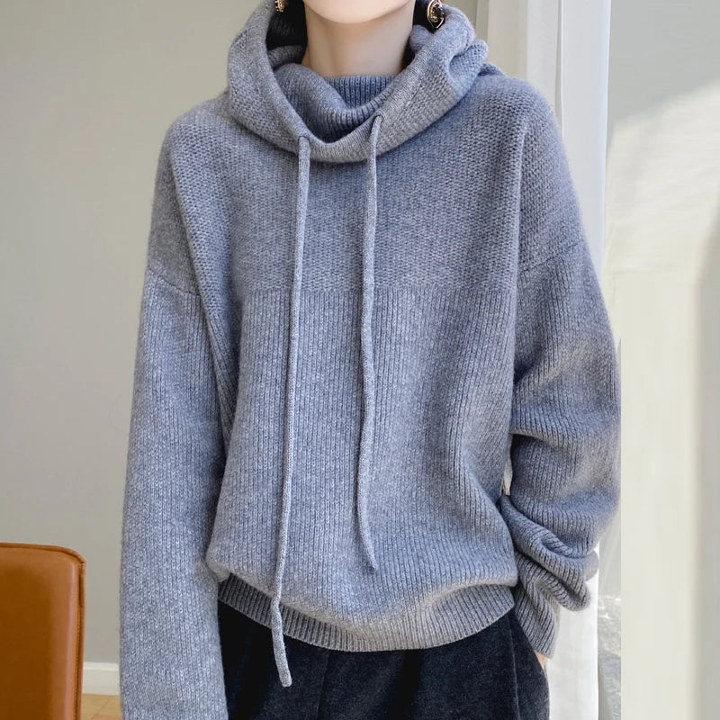 Women's Knit Hoodie Pullover Sweater