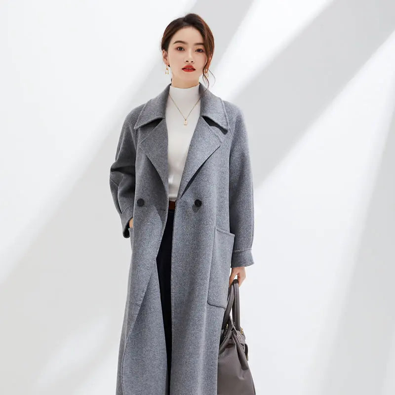 Womens Long Pure Cashmere Overcoat
