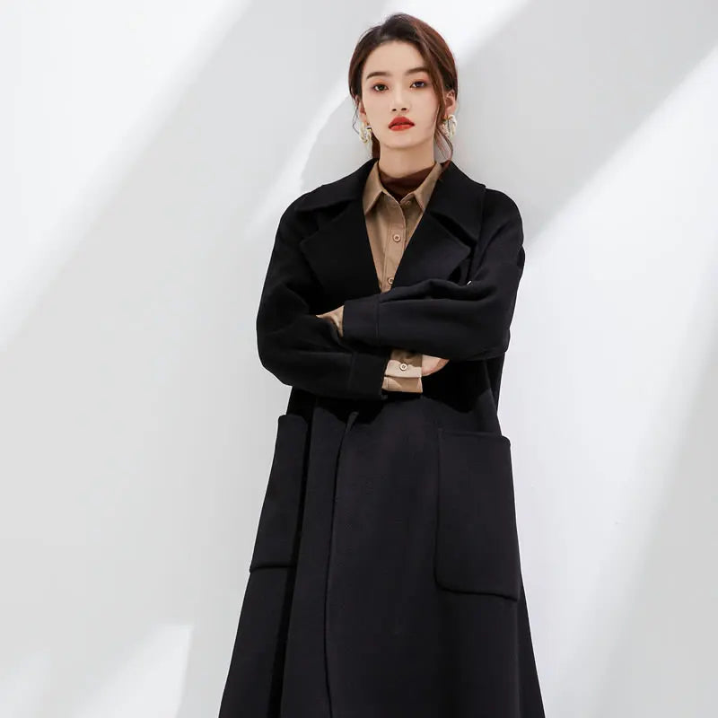 Womens Long Pure Cashmere Overcoat