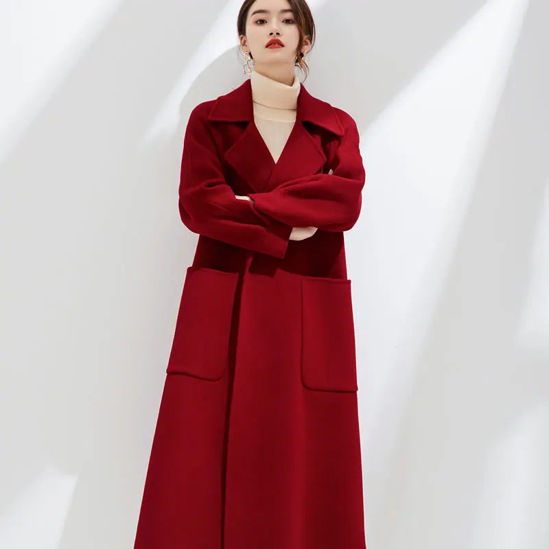 Womens Long Pure Cashmere Overcoat