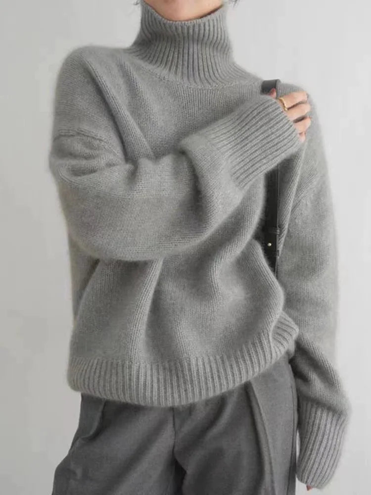 Women's Merino Wool Turtleneck Knit Sweater