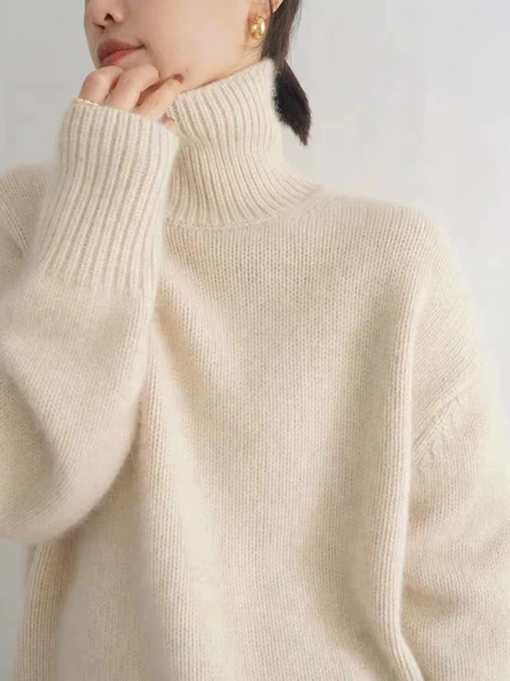 Women's Merino Wool Turtleneck Knit Sweater