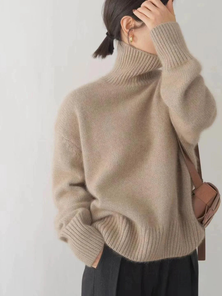 Women's Merino Wool Turtleneck Knit Sweater