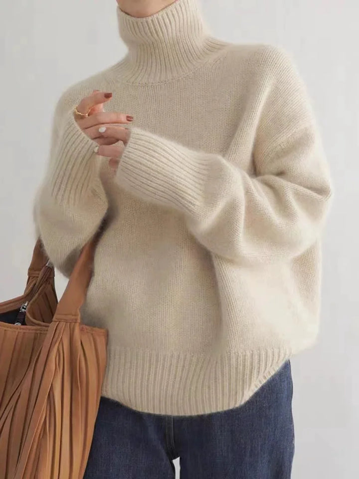Women's Merino Wool Turtleneck Knit Sweater
