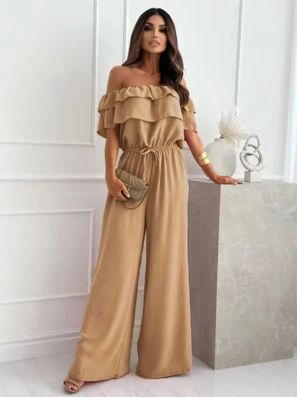 Women's Off Shoulder Wide Leg Jumpsuit