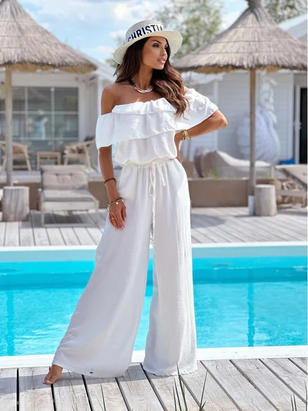 Women's Off Shoulder Wide Leg Jumpsuit