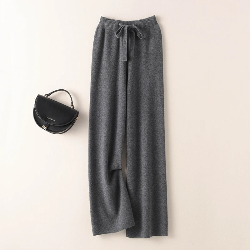 Women's Pure Cashmere Wide-Leg Knit Pants