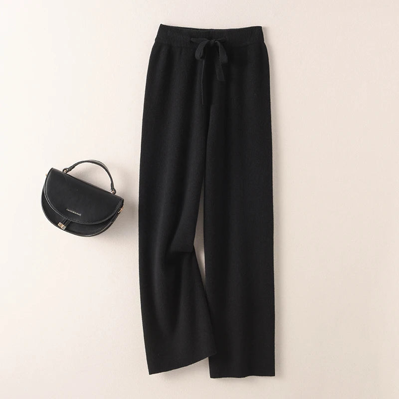 Women's Pure Cashmere Wide-Leg Knit Pants