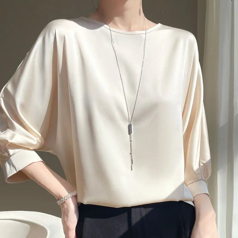 Women's Satin Silk Half Sleeve T-Shirt Top