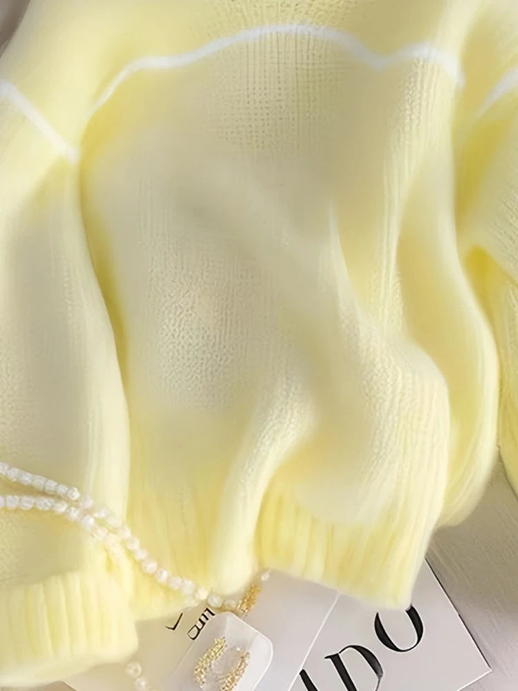 Women's Sweet Yellow Knitted Sweater