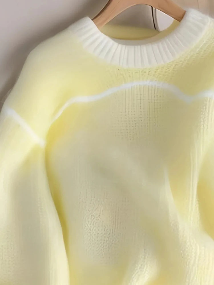 Women's Sweet Yellow Knitted Sweater