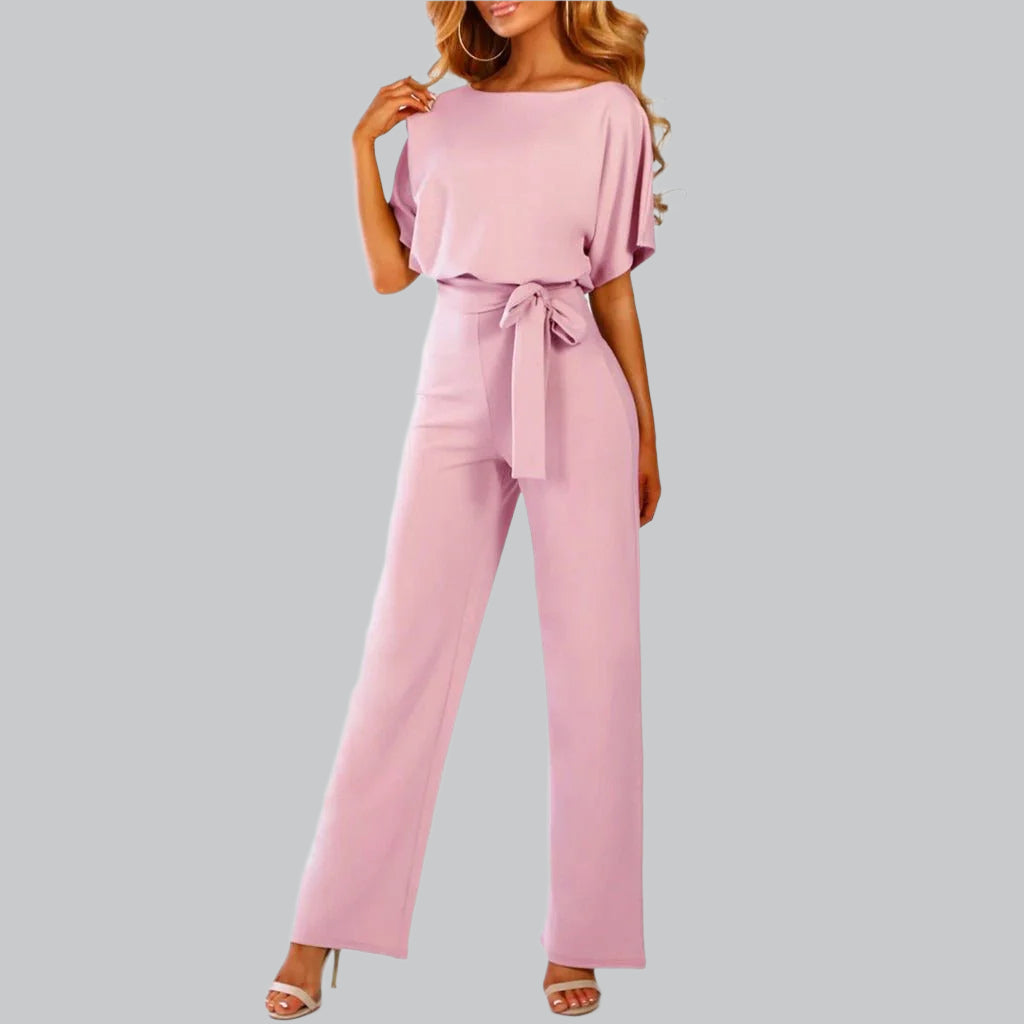 Women's Elegant Tie-Belt Jumpsuit