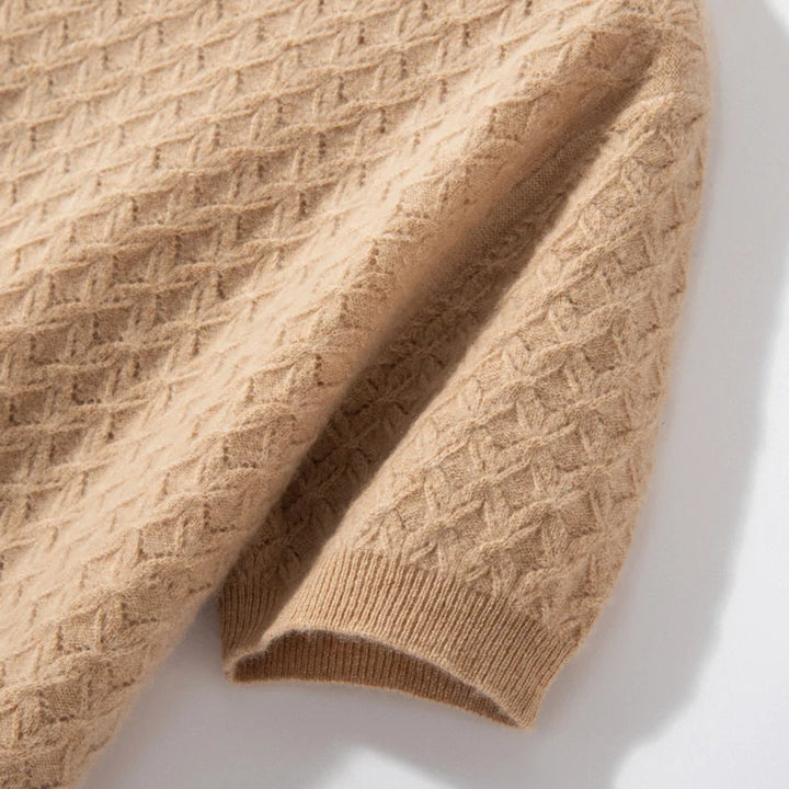 Women's Wool Knit Textured Short Sleeve Sweater