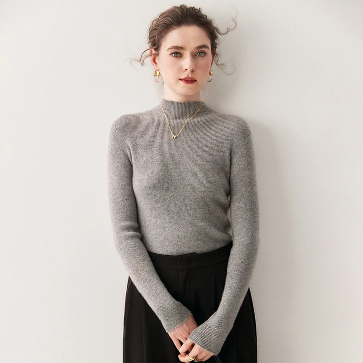 Women's 100% Cashmere Slim-Fit Mock Neck Sweater