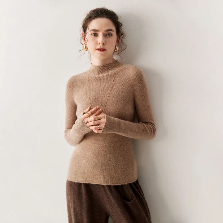 Women's 100% Cashmere Slim-Fit Mock Neck Sweater