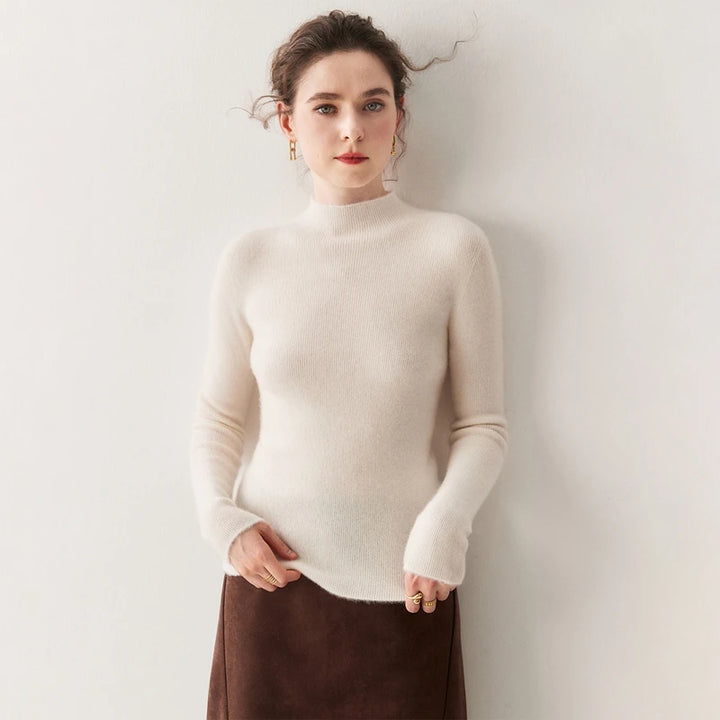 Women's 100% Cashmere Slim-Fit Mock Neck Sweater
