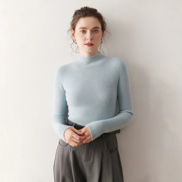 Women's 100% Cashmere Slim-Fit Mock Neck Sweater
