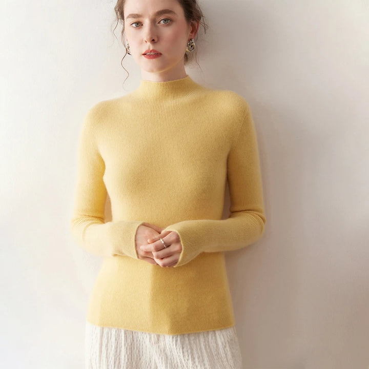 Women's 100% Cashmere Slim-Fit Mock Neck Sweater