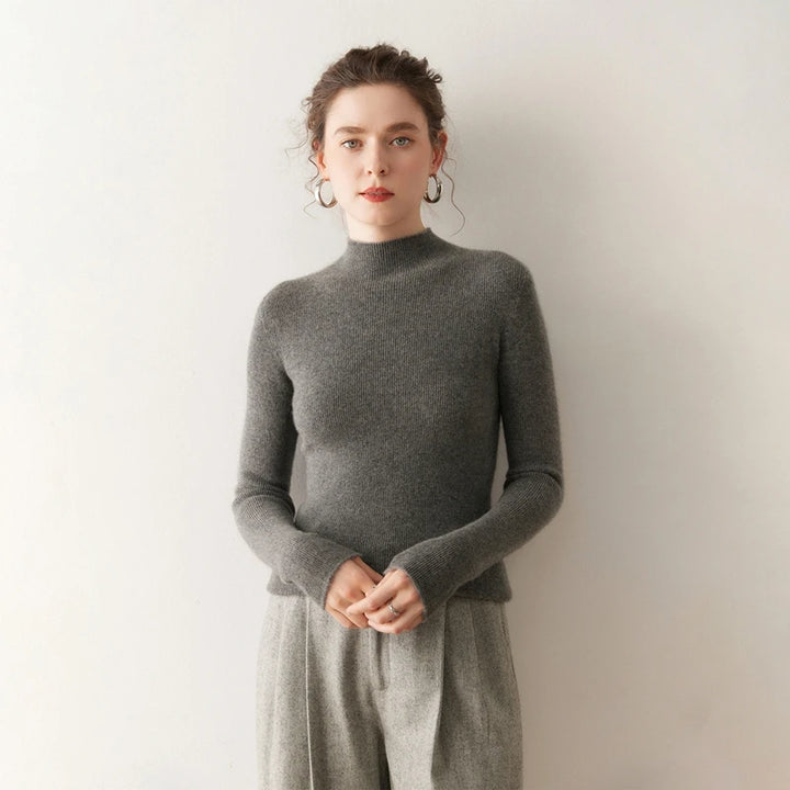 Women's 100% Cashmere Slim-Fit Mock Neck Sweater