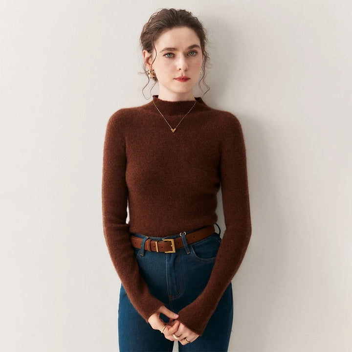Women's 100% Cashmere Slim-Fit Mock Neck Sweater