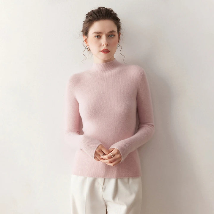 Women's 100% Cashmere Slim-Fit Mock Neck Sweater