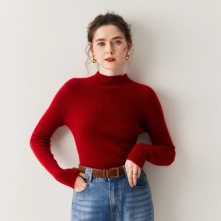 Women's 100% Cashmere Slim-Fit Mock Neck Sweater