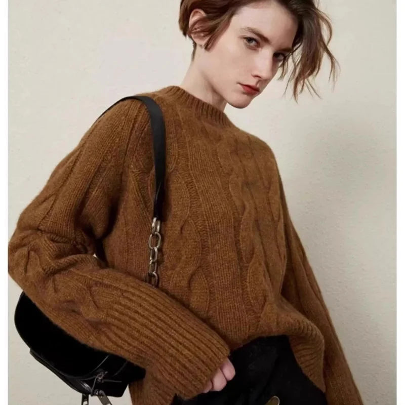  Women's Cable Knit Cashmere Sweater