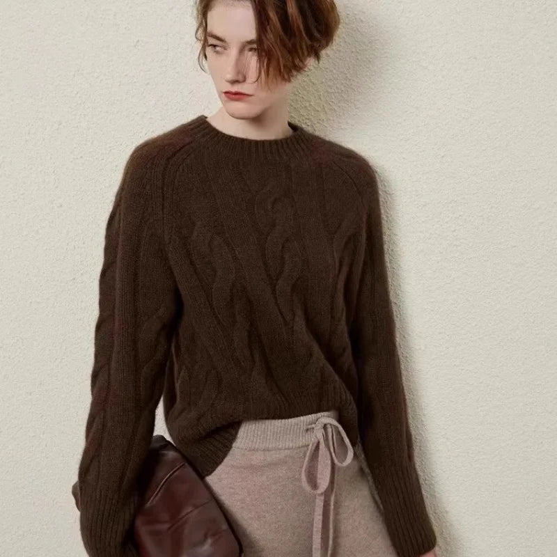  Women's Cable Knit Cashmere Sweater