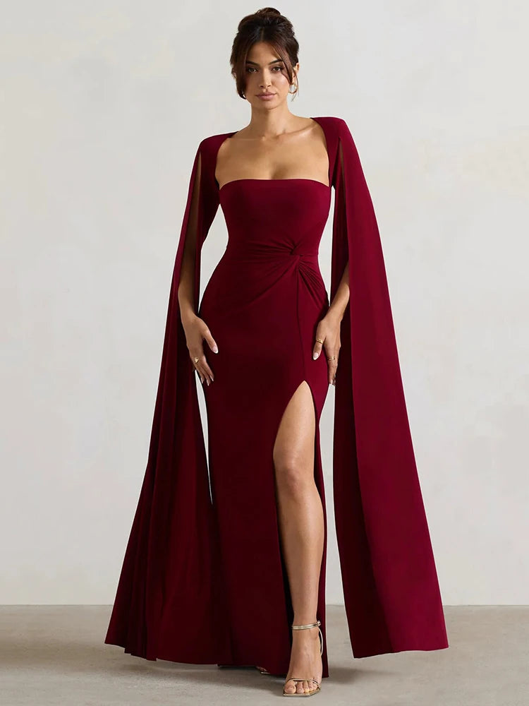 Women's Cape Sleeve Evening Gown