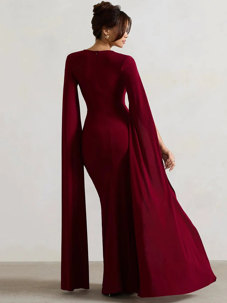 Women's Cape Sleeve Evening Gown