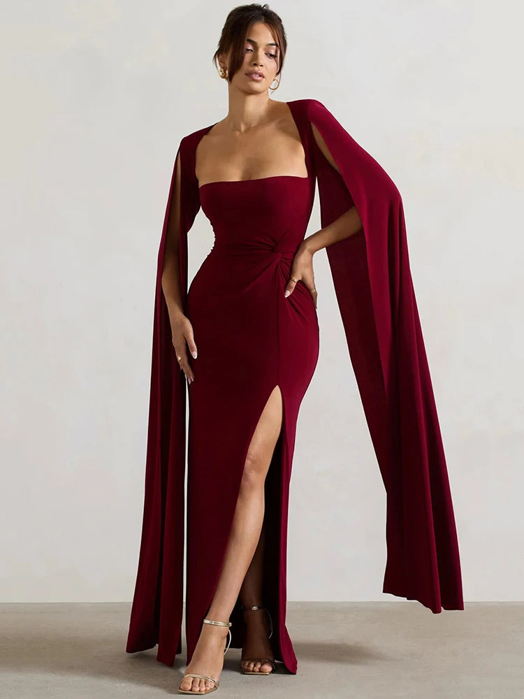 Women's Cape Sleeve Evening Gown