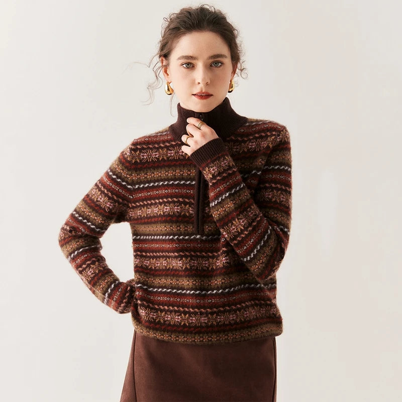 Women's Cashmere Fair Isle Turtleneck Sweater