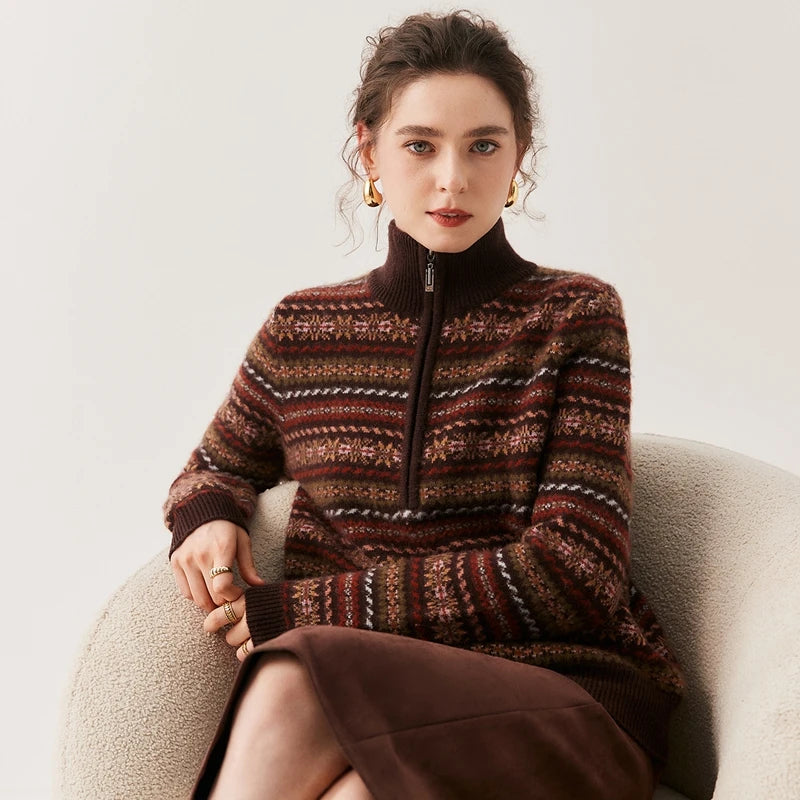 Women's Cashmere Fair Isle Turtleneck Sweater