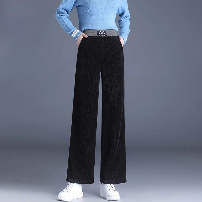  Women's High Waist Knit Wide Leg Pants
