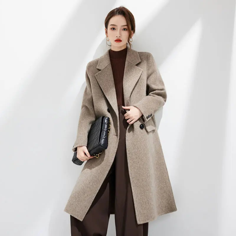 Women's Long Wool Blend Overcoat