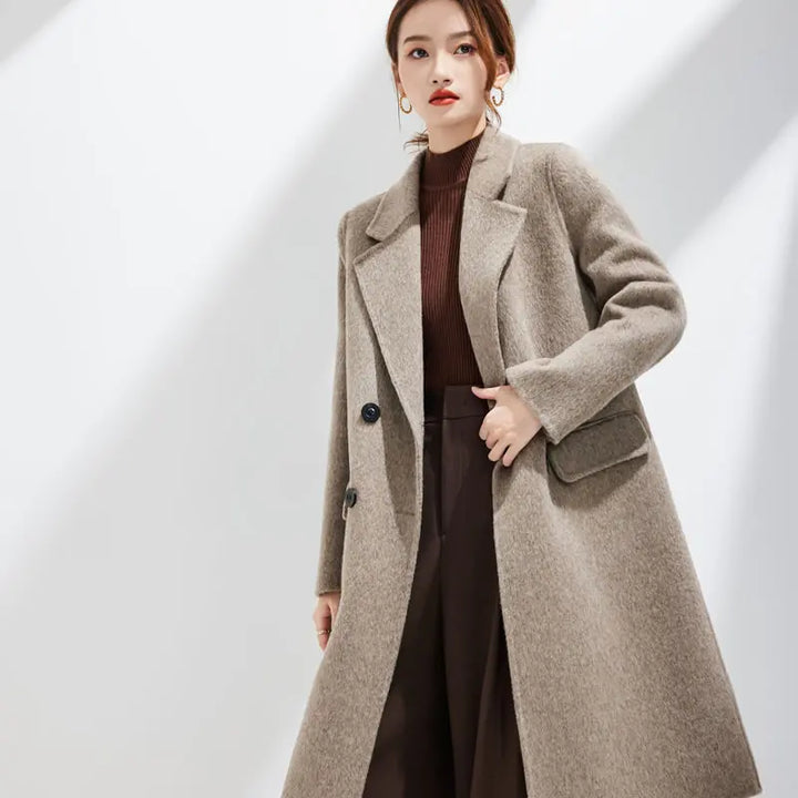 Women's Long Wool Blend Overcoat