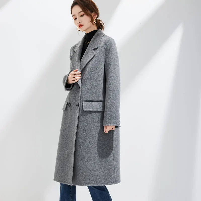 Women's Long Wool Blend Overcoat