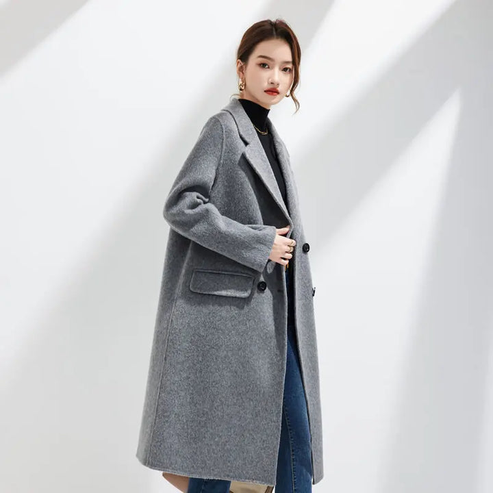 Women's Long Wool Blend Overcoat