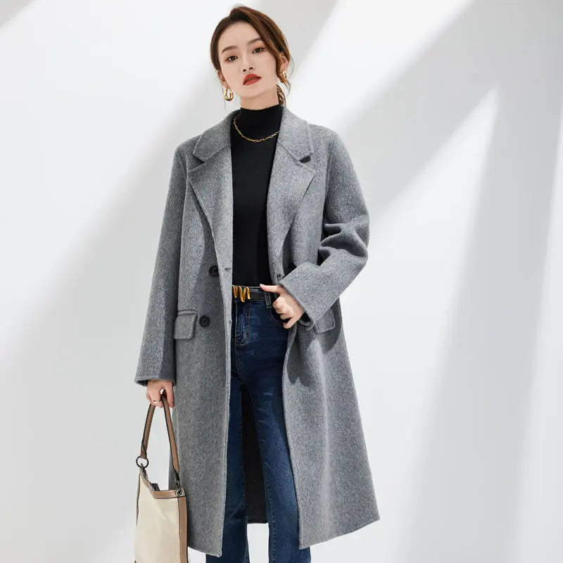 Women's Long Wool Blend Overcoat
