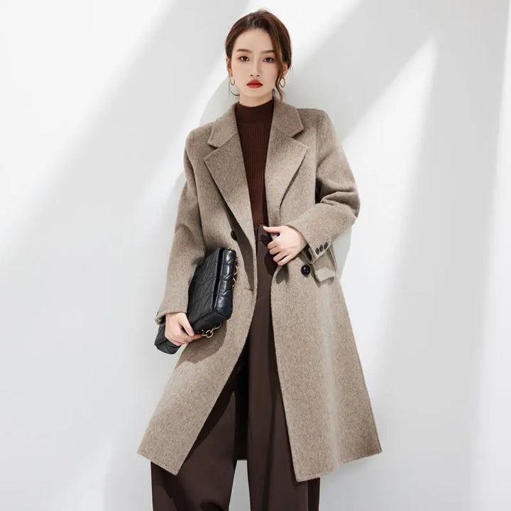 Women's Long Wool Blend Overcoat