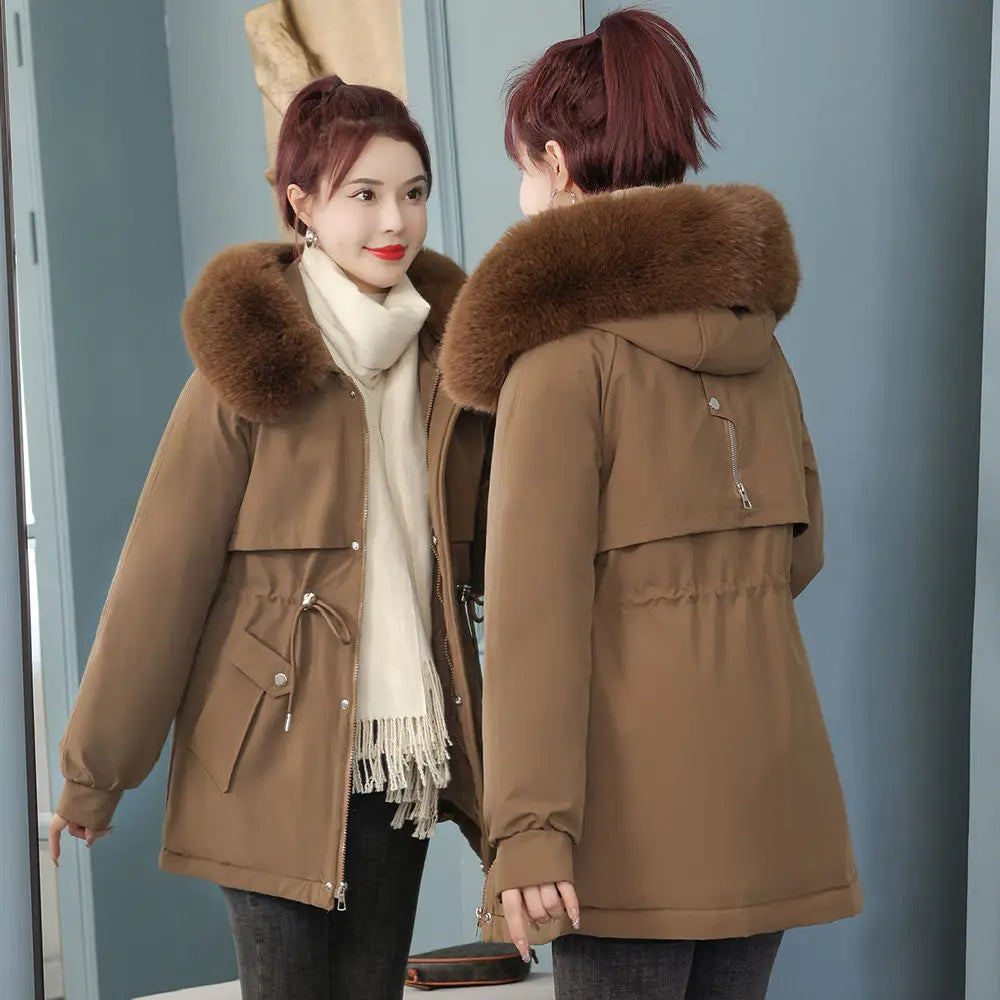  Women's Luxury Hooded Parka Fur Trim Down Jacket