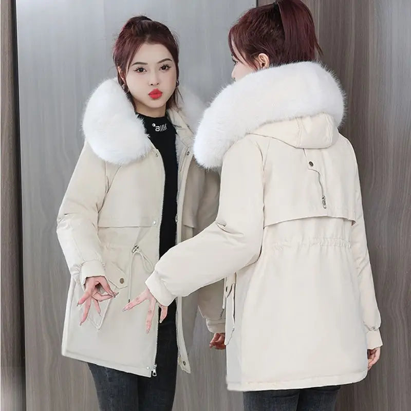  Women's Luxury Hooded Parka Fur Trim Down Jacket