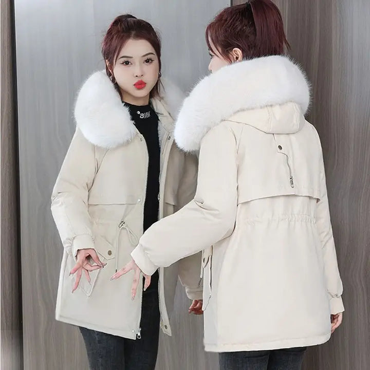  Women's Luxury Hooded Parka Fur Trim Down Jacket