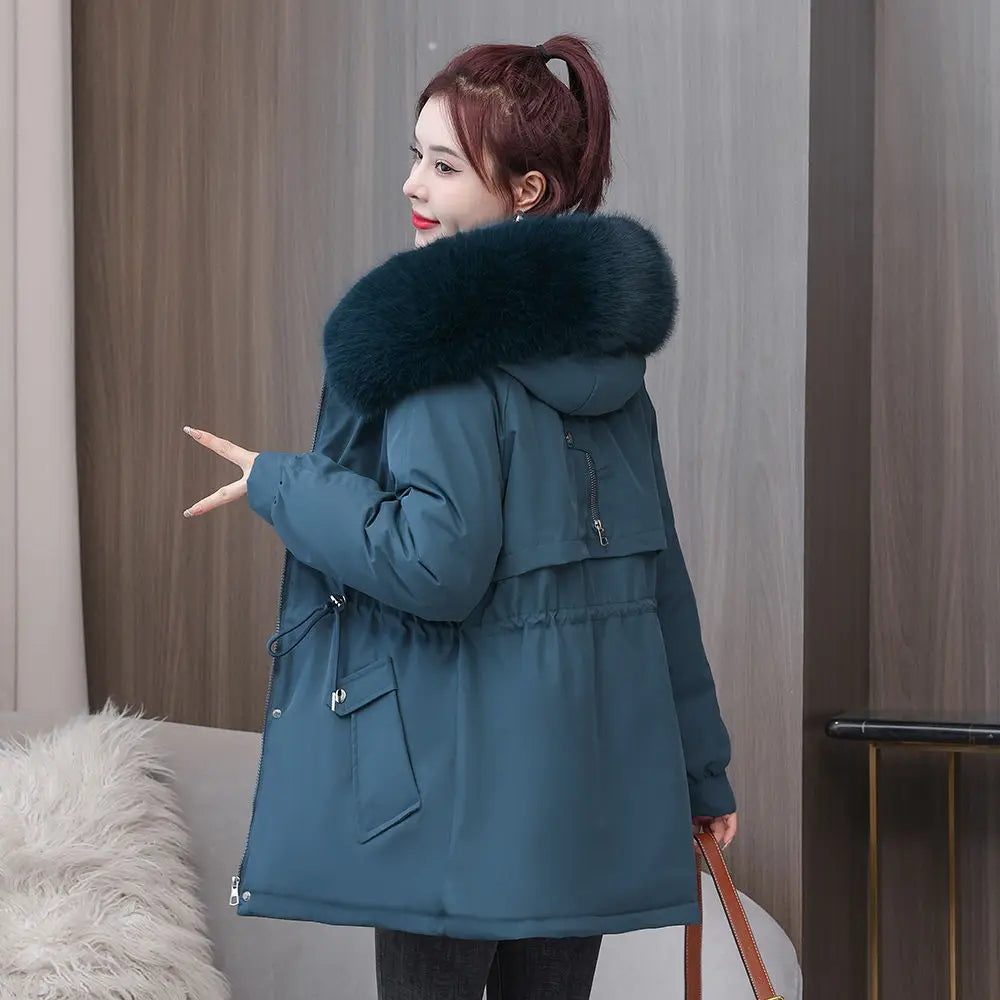  Women's Luxury Hooded Parka Fur Trim Down Jacket