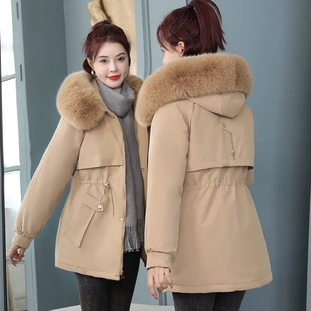  Women's Luxury Hooded Parka Fur Trim Down Jacket